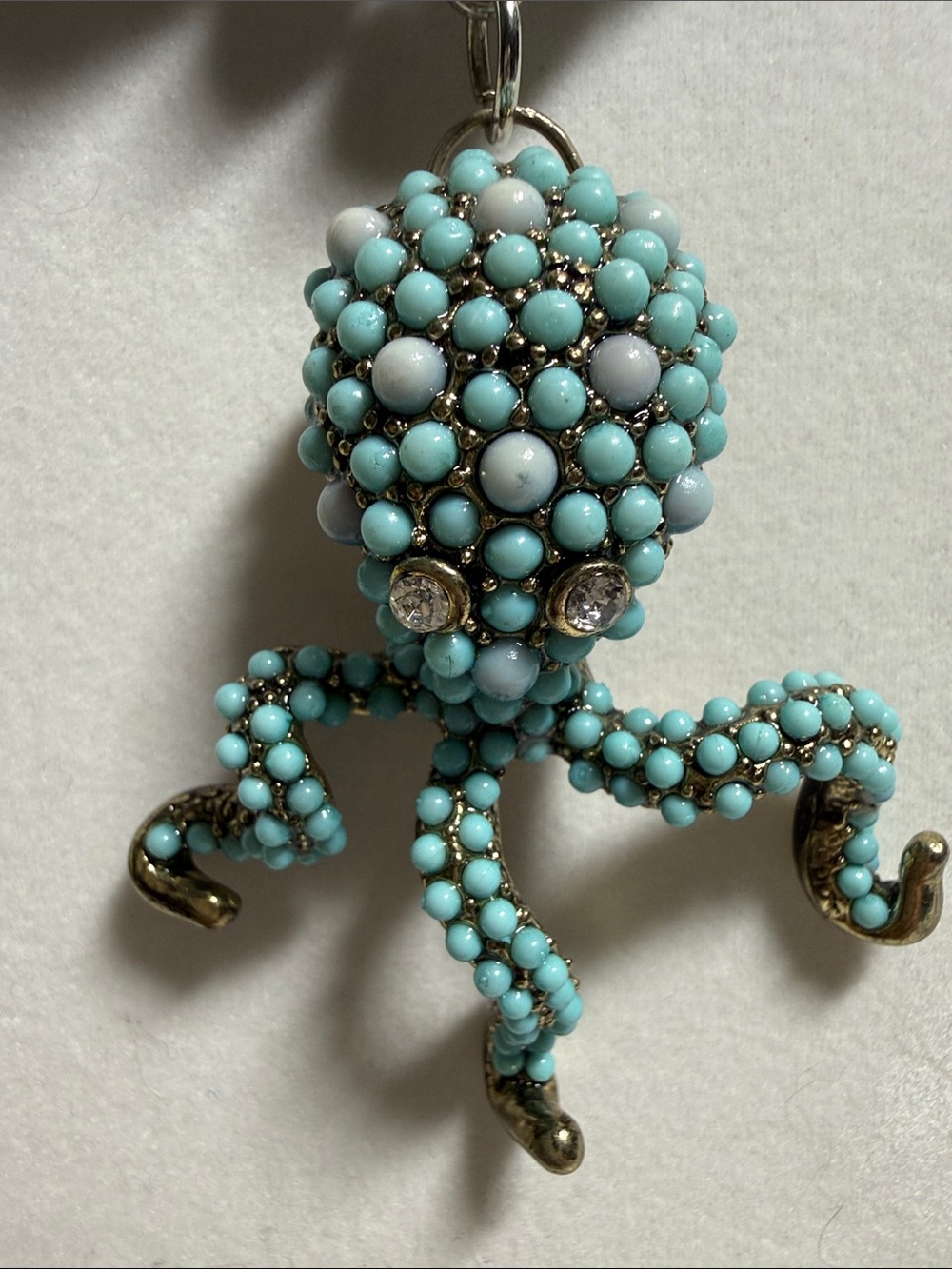 Turquoise Beaded Octopus Pendant Necklace - Handmade